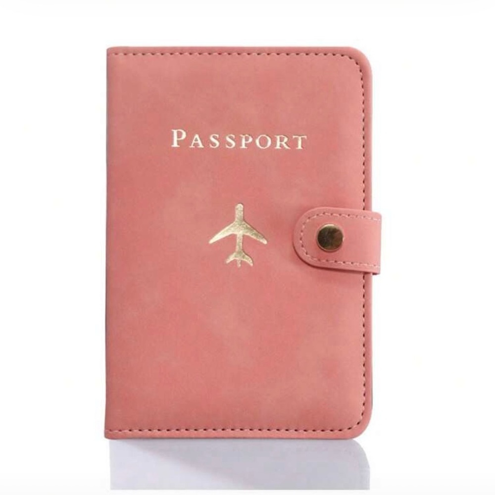 Pink Passport Holder with Gold Accents